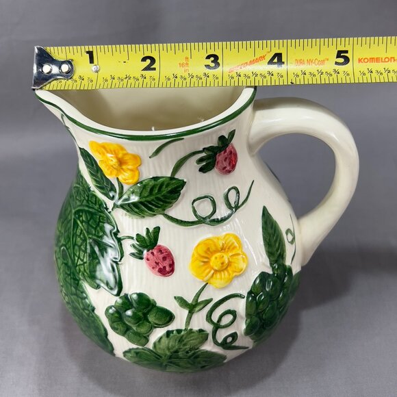 Vtg Ceramic Art Pottery 3778 Pitcher Majolica Strawberries Grapes West Germany - Picture 15 of 16